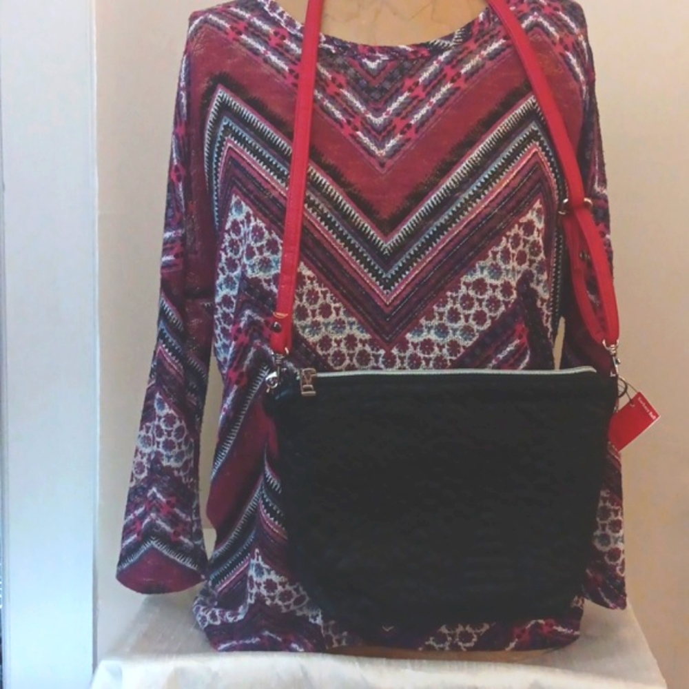 NWT! Artisan Crafted Black Bag With Red Strap New Old Stock